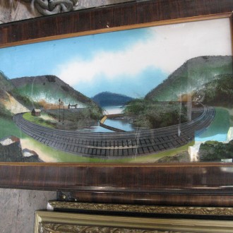 Collection of reverse glass paintings of Altoona horseshoe curve
